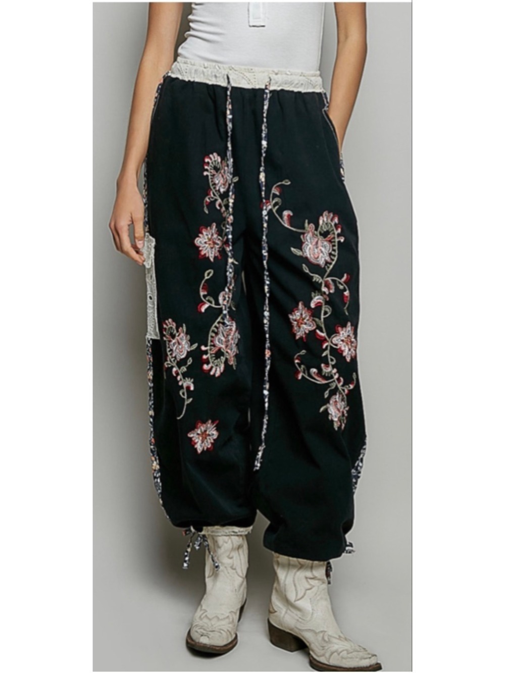 NEW Pol Embroidery Free People Vibe Boho Whimsigoth Patchwork Pants sizes S M L - Picture 2 of 6